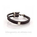 Two Layers Leather Bracelets With Stainless Steel Anchor Clasp